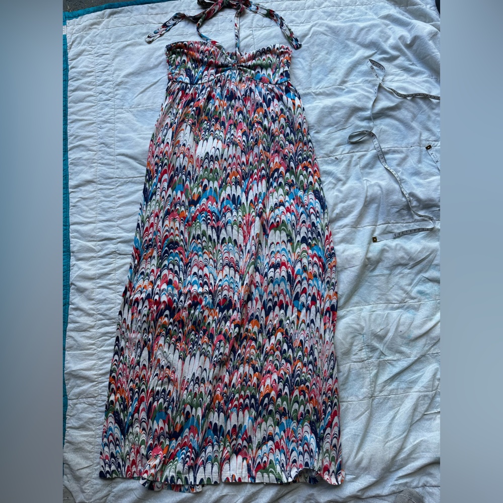 GAP Multicolor Wave Halter Maxi Dress